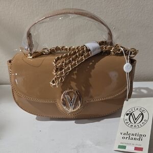 Valentino Orlandi Tan Mini Bag with Gold Hardware